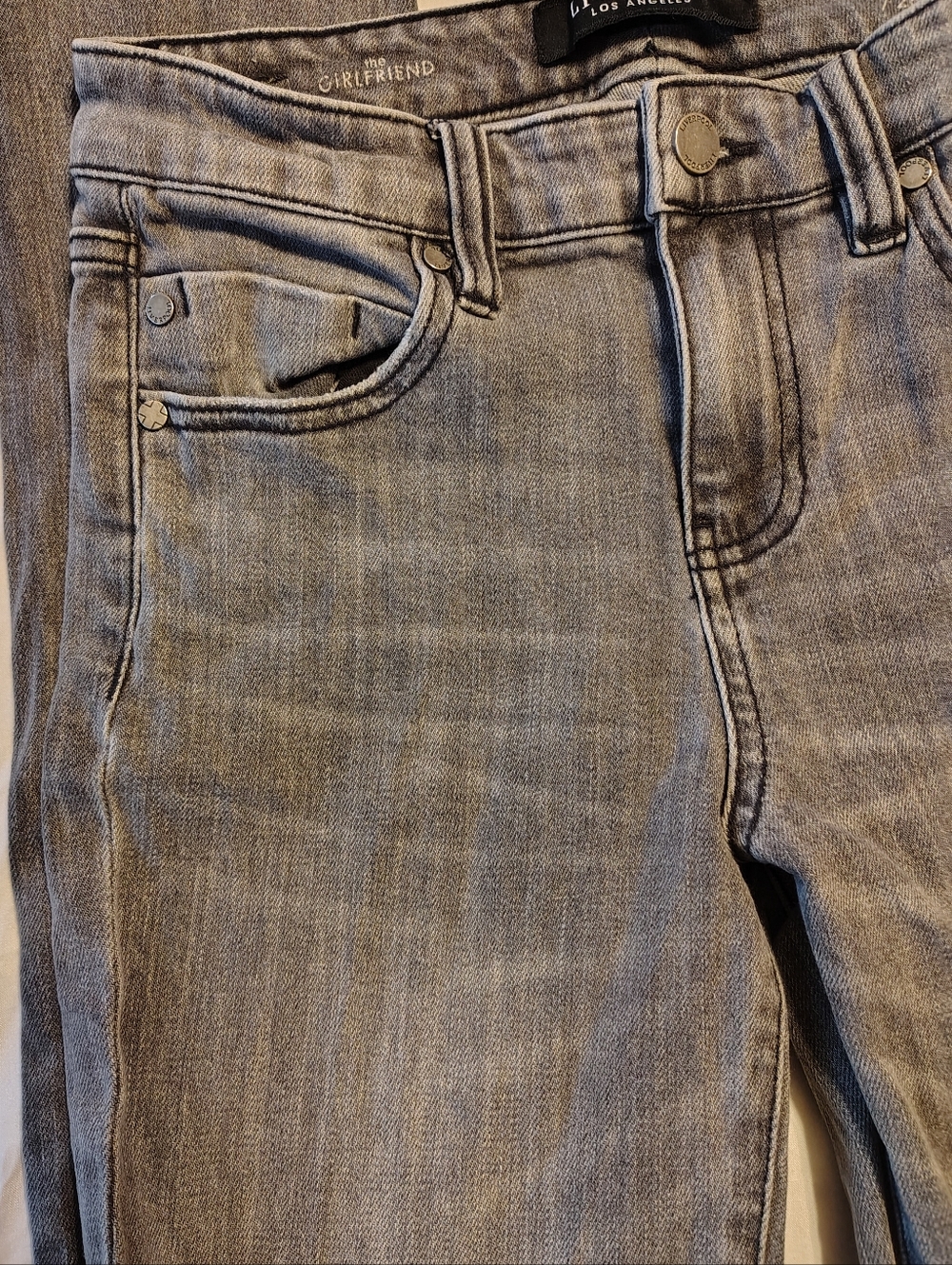 Liverpool Los Angeles The Girlfriend Exposition Gray Distressed Jeans Size 2/26 - Picture 3 of 12